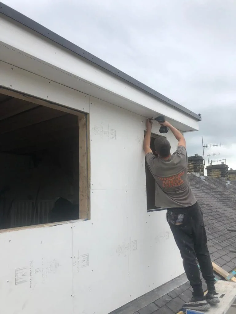 Dormer construction exterior cladding stage