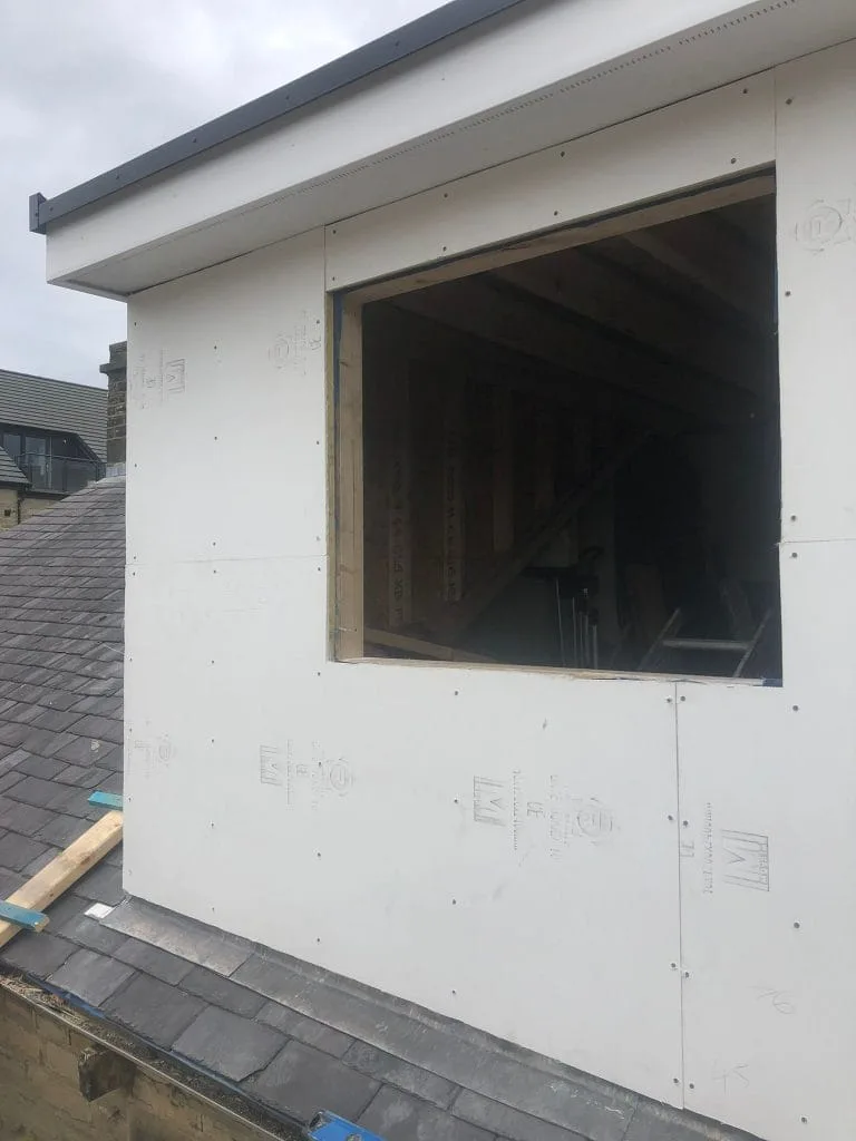 Dormer structure sheathed ready for render UK