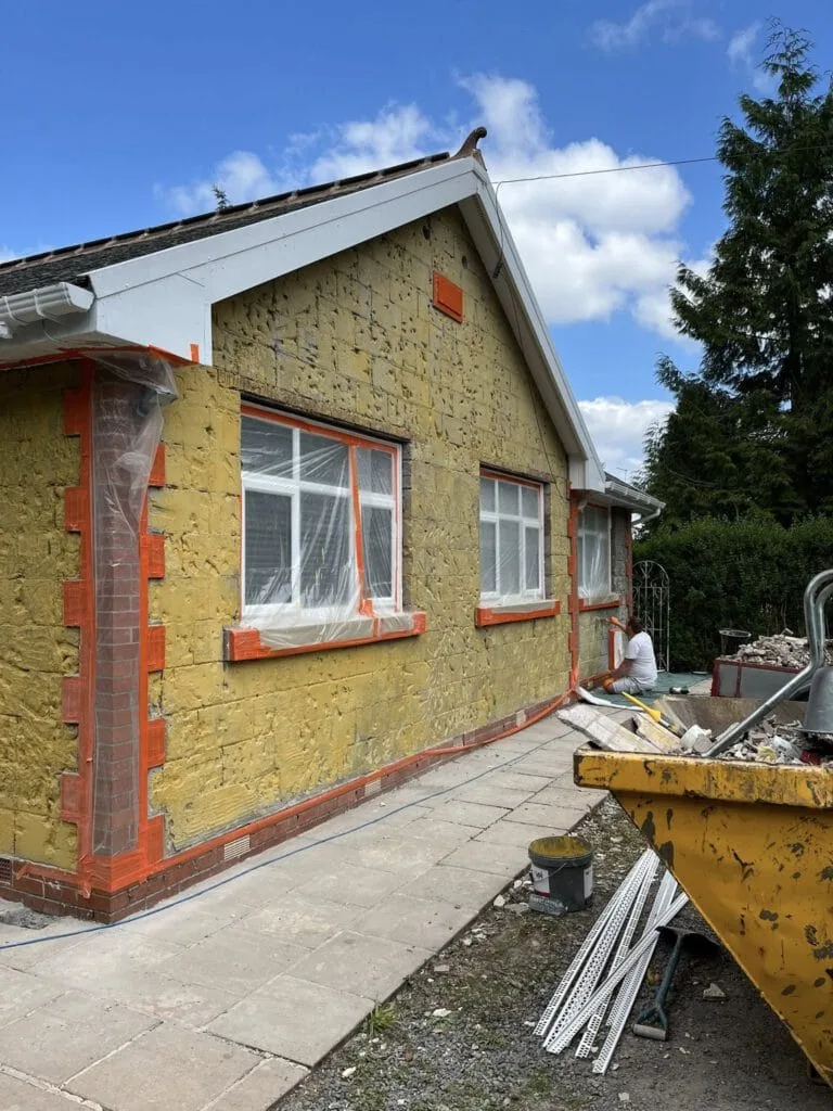 External wall insulation prep before render