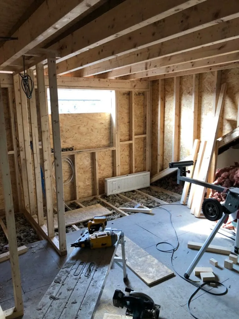 Loft conversion timber frame interior