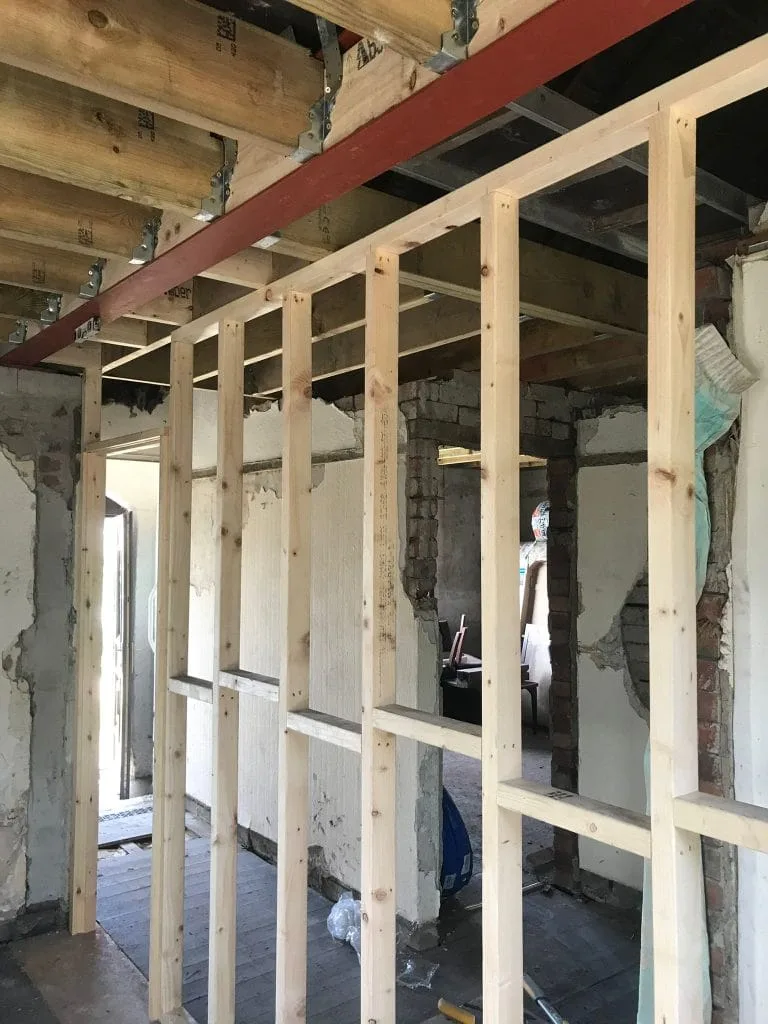 Structural timber stud wall framework remodel